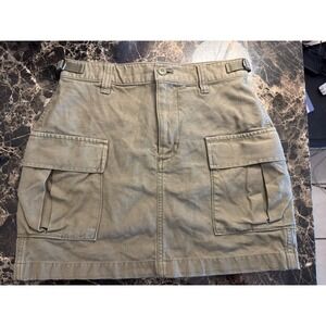 Aritzia TNA Supply Cargo Utility Micro Mini Skirt Size 2 Army Green Cotton